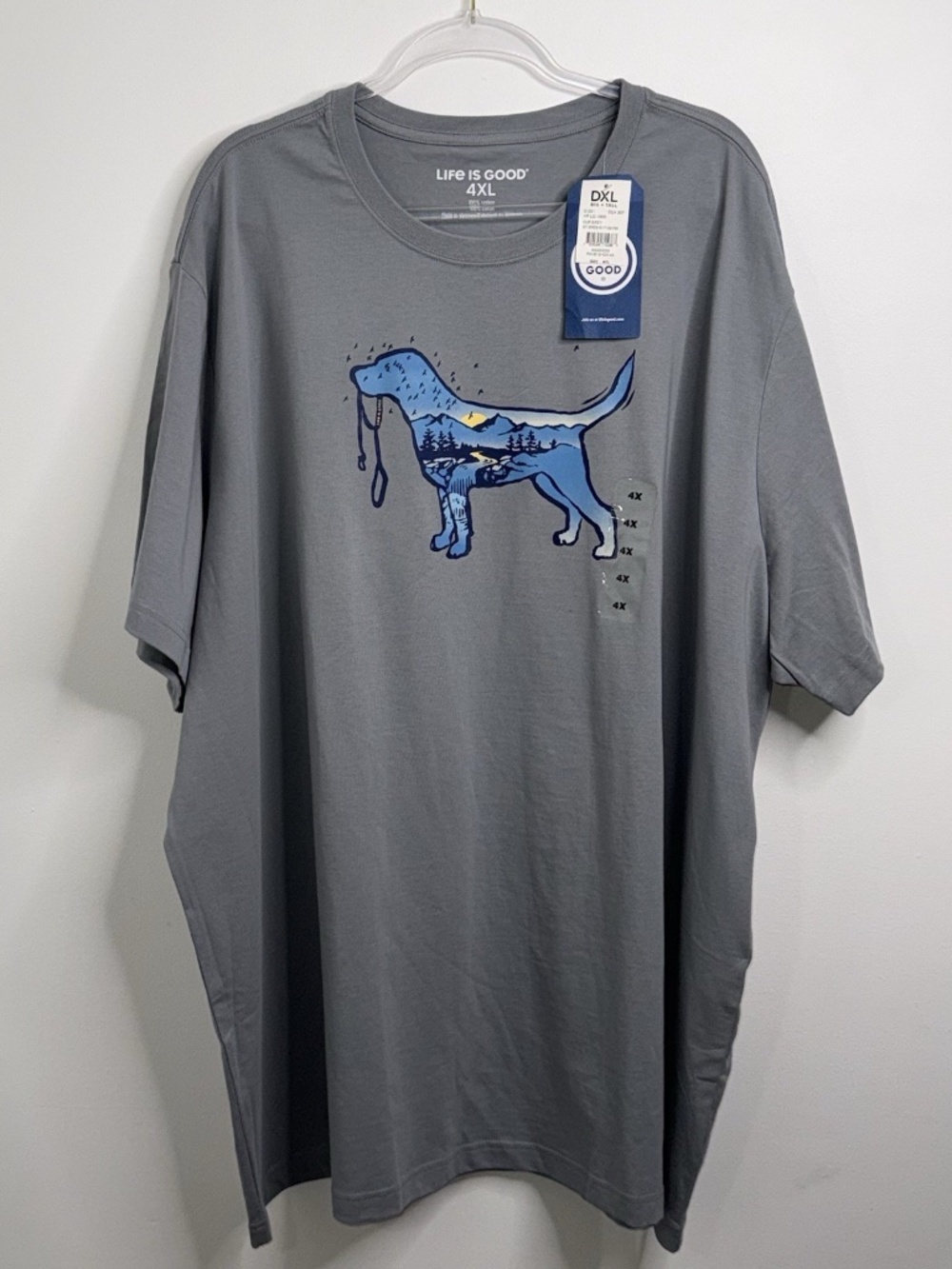 Life is Good Men's Dog Mountain Scene Crusher Tee Gray Size 4XL NWT